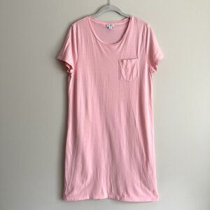 J Crew Shirt Dress Womens Medium Pink Short Sleeve Casual 100% Cotton Preppy